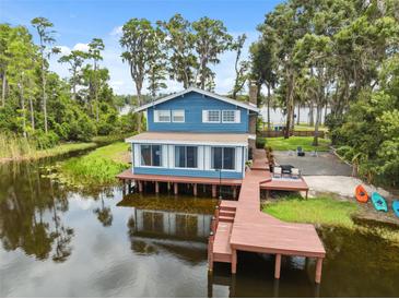 Charming waterfront home with a private dock and beautiful lake views, perfect for relaxing and enjoying nature at 1602 Beachway Ln, Odessa, FL 33556