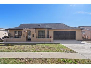 Charming single-story home showcasing a well-maintained lawn and attached two-car garage at 8914 Schrader Blvd, Port Richey, FL 34668