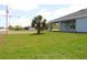 Beautiful backyard featuring a well-maintained lawn and covered patio, ideal for outdoor enjoyment and relaxation at 310 Day Break Cir, Port Charlotte, FL 33954