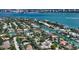 Aerial view showing waterfront lot in a luxury community at 640 N Owl Dr, Sarasota, FL 34236
