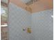 Clean shower with decorative tile and brass fixtures at 1713 North Dr, Sarasota, FL 34239