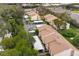 Aerial view of condo community showing building exteriors, landscaping, and parking at 2644 Clubhouse Dr # 101, Sarasota, FL 34232