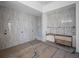 Bathroom under construction features a walk-in shower and vanity at 3621 San Remo Ter, Sarasota, FL 34239
