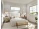 Bright bedroom with white shiplap walls, hardwood floors, and a comfortable bed at 3621 San Remo Ter, Sarasota, FL 34239