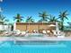 Inviting pool area with lounge chairs and cabanas at 223 Golden Gate Point # 9C, Sarasota, FL 34236