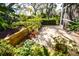 Relaxing patio area with potted plants and landscaping at 909 Barclay Ct, Venice, FL 34293