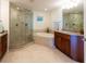 Spa-like bathroom with a soaking tub, walk-in shower, and granite vanity at 7820 34Th W Ave # 202, Bradenton, FL 34209