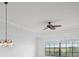 Bright dining room with ceiling fan and chandelier at 7710 Lake Vista Ct # 404, Lakewood Ranch, FL 34202