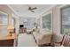 Sunroom with seating, large windows, and ceiling fan at 6033 Arlene Way # 3, Bradenton, FL 34207