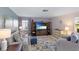 Living room with comfortable seating, large TV, and access to a patio at 3721 Somerville Dr # 1513, Sarasota, FL 34232