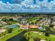 Wide aerial view of community, golf course, and tennis courts at 4115 Putter Pl # 4115, Bradenton, FL 34203