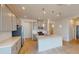 Modern kitchen featuring gray cabinets, quartz countertops, and stainless steel appliances at 16113 Old Fox Trl, Port Charlotte, FL 33953
