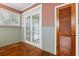 Dining room with wood floors and french doors at 7754 Westmoreland Dr, Sarasota, FL 34243