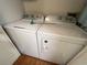 Convenient laundry area with Whirlpool washer and dryer at 6503 Stone River Rd # 109, Bradenton, FL 34203