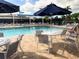 Relaxing pool area with ample seating and umbrellas at 6503 Stone River Rd # 109, Bradenton, FL 34203