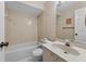 Clean bathroom with a single sink vanity and shower/tub combo at 3920 Bal Harbor Blvd # D8, Punta Gorda, FL 33950