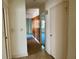 Hallway leading to different rooms with carpet and tile flooring at 6613 Blue Heron S Dr, St Petersburg, FL 33707