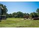 Spacious backyard with a pergola and fire pit at 655 N Clermont Rd, Venice, FL 34292