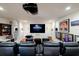Home theater with large screen, comfortable seating, and media storage at 3544 San Remo Ter, Sarasota, FL 34239