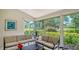 Sunroom with golf course view, comfortable seating and large windows at 4440 Calle Serena, Sarasota, FL 34238