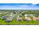 Expansive aerial view of a residential neighborhood showcasing waterfront properties and scenic surroundings at 310 Lake Tahoe Ct, Englewood, FL 34223