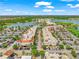 Beautiful aerial view of a commercial district and neighborhood featuring lush trees, shopping, and ample parking at 7718 Lake Vista Ct # 405, Lakewood Ranch, FL 34202