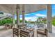 Covered patio furniture with pool view at 2510 Gulf N Dr, Bradenton Beach, FL 34217