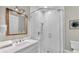 Bathroom with single vanity and glass shower at 2510 Gulf N Dr, Bradenton Beach, FL 34217