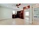 Bright home office features built-in shelving and wood desk at 3005 39Th W Ave, Bradenton, FL 34205