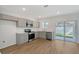 Modern kitchen with stainless steel appliances, grey cabinets, and ample counter space at 1643 35Th St, Sarasota, FL 34234