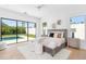 Serene main bedroom with a pool view, neutral decor, and plush carpeting at 2226 Grove St, Sarasota, FL 34239