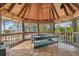 Game room with pool table and stunning water views at 7147 La Lenaire Dr, Longboat Key, FL 34228