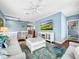 Open living room with a calm blue color scheme, hardwood floors, and ample natural light at 219 81St St, Holmes Beach, FL 34217
