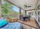 Enjoyable screened balcony furnished with seating and a view of tropical foliage at 219 81St St, Holmes Beach, FL 34217