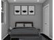 Bedroom with gray bedding and city skyline art at 23453 Winthrob Ave, Port Charlotte, FL 33980