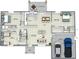 Floor plan showcasing a 3-bedroom, 2-bathroom home with a 2 car garage at 12154 Van Loon Ave, Port Charlotte, FL 33981