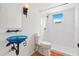 Clean bathroom with blue sink and shower at 6515 Mauna Loa Blvd, Sarasota, FL 34241