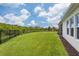 Large grassy backyard with a privacy fence, offering a serene outdoor area at 6600 Dovekey Dr, Sarasota, FL 34241