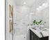 Modern bathroom with marble shower and vanity at 3582 Recurve Cir, Sarasota, FL 34240
