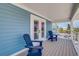 Private balcony with two blue Adirondack chairs and a view at 2102 Avenue B, Bradenton Beach, FL 34217