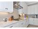 Modern kitchen with white cabinets, granite countertops, and stainless steel appliances at 6358 Rivo Lakes Blvd, Sarasota, FL 34241