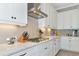 Modern kitchen with white cabinets, granite countertops, and stainless steel appliances at 6358 Rivo Lakes Blvd, Sarasota, FL 34241