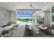 Relaxing pool and patio area with covered lanai, spa, and outdoor seating at 11414 Brightly Dr, Venice, FL 34293