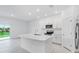 Modern kitchen with white cabinets, stainless steel appliances, and an island at 3145 Novara Ln, Lakewood Ranch, FL 34211