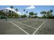 Outdoor tennis court surrounded by palm trees and landscaping at 1260 Dolphin Bay Way # 203, Sarasota, FL 34242