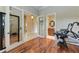 Well-equipped home gym with various exercise machines and mirror at 4713 Mainsail Dr, Bradenton, FL 34208