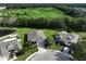 Aerial view of a charming home with manicured lawns on a cul-de-sac in a lush neighborhood at 11622 Summit Rock Ct, Parrish, FL 34219