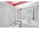 Bathroom featuring a shower-tub combo, toilet, and vanity with a mirror at 4223 Murfield E Dr, Bradenton, FL 34203