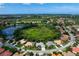Aerial view of single Gathering home and community at 5249 Far Oak Cir, Sarasota, FL 34238