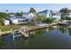 Aerial view of a waterfront property showcasing the dock, backyard, and proximity to the canal at 508 65Th St, Holmes Beach, FL 34217